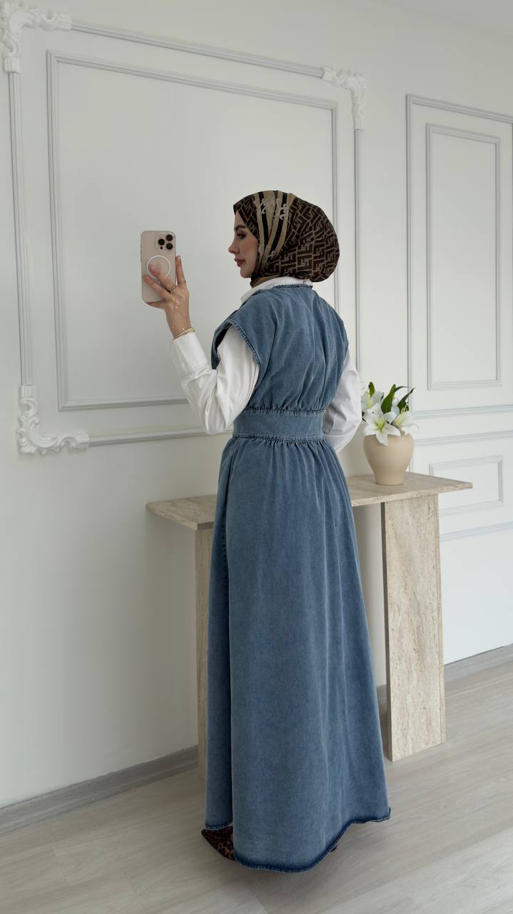 Robe Denim Modeste Élégance Quotidienne – 100% Coton